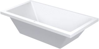 DURAVIT STARCK BAD BASISMODEL RECHTHOEK 180X90 INBOUWVERSIE OF VOOR OMMANTELING MET 2 COMFORTABELE RUGSTEUNEN MET OVERLOOP 