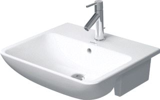 DURAVIT ME BY STARCK HALFINBOUWWASTAFEL 550 MM WIT HOOGGLANS KRAANVLAK MET 1 KRAANGAT OVERLOOP WONDERGLISS 