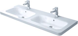 DURAVIT DURASTYLE DUBBELE WASTAFEL 1300 MM WIT HOOGGLANS KRAANVLAK MET 1 KRAANGAT OVERLOOP WONDERGLISS 