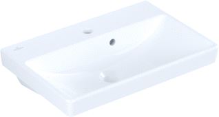 VILLEROY & BOCH AVENTO WASTAFEL COMPACT 1-GAT ARMATUUR KRAANGAT DOORG. OVERLOOP 550 X 370MM (BXD) APLINE WIT KERAMIEKPLUS 