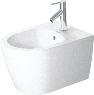 DURAVIT ME BY STARCK WANDBIDET 480 MM WIT HOOGGLANS KRAANVLAK MET 1 KRAANGAT OVERLOOP DURAFIX 