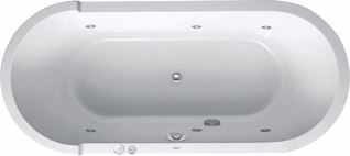 DURAVIT STARCK WHIRLPOOL 1800X800 MM WIT JET-SYSTEEM INBOUWVERSIE ACRYL OVAAL MET 2 SCHUINE ZIJDEN MET AFVOER-OVERLOOPGARNITUUR 