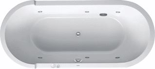 DURAVIT STARCK WHIRLPOOL 1800X800 MM WIT JET-SYSTEEM VRIJSTAAND ACRYL OMMANTELING ACRYL OVAAL MET 2 SCHUINE ZIJDEN MET AFVOER-OVERLOOPGARNITUUR 