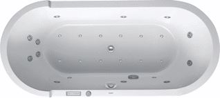 DURAVIT STARCK WHIRLPOOL 1800X800 MM WIT COMBI-SYSTEEM E INBOUWVERSIE ACRYL OVAAL MET 2 SCHUINE ZIJDEN MET AFVOER-OVERLOOPGARNITUUR 