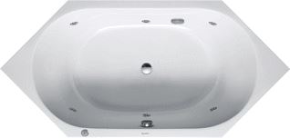 DURAVIT D-CODE WHIRLPOOL 1900X900 MM WIT JET PROJECT INBOUWVERSIE ACRYL ZESHOEKIG MET 2 SCHUINE ZIJDEN MET AFVOER-OVERLOOPGARNITUUR 