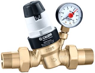 CALEFFI 5350 DRUKVERMINDERAAR HOGE TEMPERATUUR 1 MET MONOBLOKPATROON INGEBOUWDE FILTER EN MANOMETER 