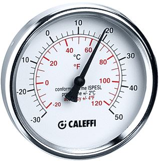 CALEFFI 687 THERMOMETER VOOR KOELING-30/50°C MET ACHTERAANSLUITING 1/2