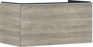 HANSGROHE XELU Q MEUBEL NATURAL OAK 980/550 MET 1 LADE CONSOLES MET COUNTERTOP INBOUW WASTAFEL GESLEPEN