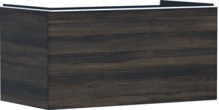 HANSGROHE XELU Q MEUBEL DARK WALNUT 980/550 MET 1 LADE CONSOLES MET COUNTERTOP INBOUW WASTAFEL GESLEPEN