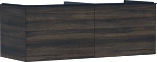 HANSGROHE XELU Q MEUBEL DARK WALNUT 1360/550 MET 2 LADES CONSOLES MET COUNTERTOP INBOUW WASTAFEL GESLEPEN 