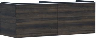 HANSGROHE XELU Q MEUBEL DARK WALNUT 1360/550 MET 2 LADES CONSOLES MET COUNTERTOP INBOUW WASTAFEL GESLEPEN 