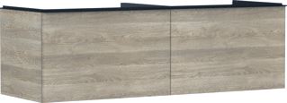 HANSGROHE XELU Q MEUBEL NATURAL OAK 1560/550 MET 2 LADES CONSOLES MET COUNTERTOP INBOUW WASTAFEL GESLEPEN 