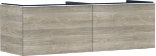 HANSGROHE XELU Q MEUBEL NATURAL OAK 1560/550 MET 2 LADES CONSOLES MET COUNTERTOP INBOUW WASTAFEL GESLEPEN 