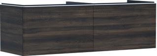 HANSGROHE XELU Q MEUBEL DARK WALNUT 1560/550 MET 2 LADES CONSOLES MET COUNTERTOP INBOUW WASTAFEL GESLEPEN 