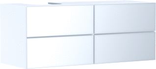 HANSGROHE XEVOLOS E MEUBEL MATT WHITE 1370/550 MET 4 LADES CONSOLES MET COUNTERTOP INBOUW WASTAFEL GESLEPEN LINKS