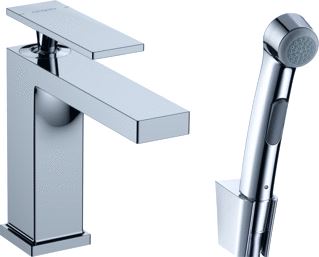 HANSGROHE TECTURIS E EENGREEPS WASTAFELKRAAN 110 MET BIDET HANDDOUCHE EN DOUCHESLANG 160 CM CHROOM