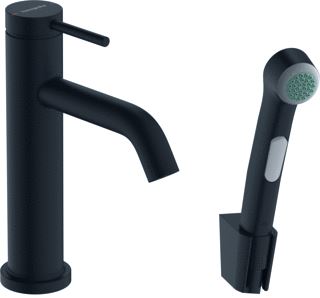 HANSGROHE TECTURIS S ÉÉNGREEPS WASTAFELKRAAN 110 MET BIDET HANDDOUCHE EN DOUCHESLANG 160 CM MAT ZWART