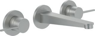 VILLEROY & BOCH CONUM DRIEGATS WASTAFELKRAAN ZONDER PUSH-OPEN AFVOERGARNITUUR BRUSHED NICKEL MATT 