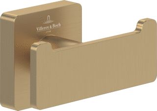 VILLEROY & BOCH ELEMENTS STRIKING DUBBELE HANDDOEKHAAK 80 X 44 X 45 MM BRUSHED GOLD 