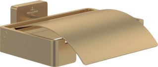 VILLEROY & BOCH TOILETROLHOUDER MET DEKSEL 131 X 115 X 45 MM BRUSHED GOLD 