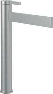 VILLEROY & BOCH DAWN EENGREEPS WASTAFELKRAAN VERHOOGD ZONDER PUSH-OPEN AFVOERGARNITUUR BRUSHED NICKEL MATT 