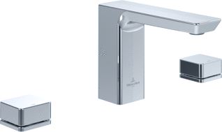 VILLEROY & BOCH SUBWAY 3.0 DRIEGATS WASTAFELKRAAN ZONDER PUSH-OPEN AFVOERGARNITUUR CHROME