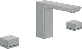 VILLEROY & BOCH SUBWAY 3.0 DRIEGATS WASTAFELKRAAN ZONDER PUSH-OPEN AFVOERGARNITUUR BRUSHED NICKEL MATT