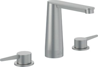 VILLEROY & BOCH CONUM DRIEGATS WASTAFELKRAAN ZONDER PUSH-OPEN AFVOERGARNITUUR BRUSHED NICKEL MATT 