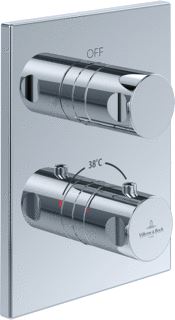 VILLEROY & BOCH INBOUWTHERMOSTAAT MET TWEEWEG STOPKRAAN VOOR DOUCHE HOEKIG BRUSHED NICKEL MATT 