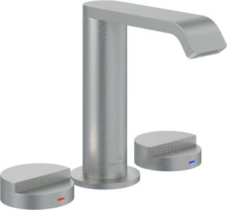 VILLEROY & BOCH DAWN DRIEGATS WASTAFELKRAAN ZONDER PUSH-OPEN AFVOERGARNITUUR BRUSHED NICKEL MATT 