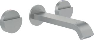 VILLEROY & BOCH DAWN DRIEGATS WASTAFELKRAAN ZONDER PUSH-OPEN AFVOERGARNITUUR BRUSHED NICKEL MATT 