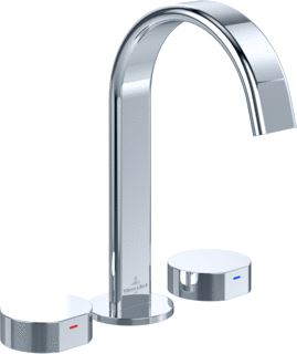 VILLEROY & BOCH DAWN DRIEGATS WASTAFELKRAAN ZONDER PUSH-OPEN AFVOERGARNITUUR CHROME 