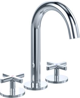 VILLEROY & BOCH LOOP & FRIENDS THREE-HOLE BASIN MIXER WITHOUT WASTE BRUSHED CHROME 