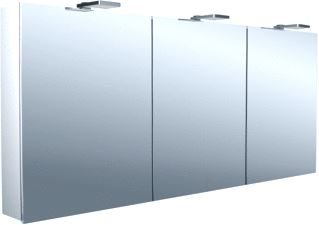 EMCO PURE 2 STYLE OPBOUW SPIEGELKAST MET 3 DEUREN MET LED VERLICHTING 160X70X25.8CM MET WASTAFELVERLICHTING ALUMINIUM 