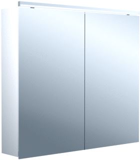 EMCO PURE 2 CLASSIC OPBOUW SPIEGELKAST MET 2 DEUREN MET LED VERLICHTING 80X70X17.8CM MET WASTAFELVERLICHTING ALUMINIUM 