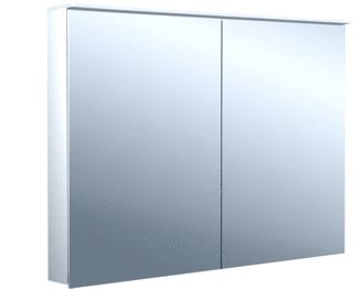 EMCO FLAT 2 DESIGN OPBOUW SPIEGELKAST MET 2 DEUREN MET LED VERLICHTING 100X70X14.5CM MET WASTAFELVERLICHTING ALUMINIUM 