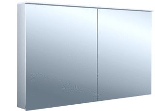 EMCO FLAT 2 DESIGN OPBOUW SPIEGELKAST MET 2 DEUREN MET LED VERLICHTING 120X70X14.5CM MET WASTAFELVERLICHTING ALUMINIUM 