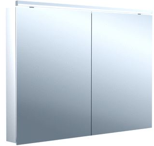 EMCO FLAT 2 CLASSIC OPBOUW SPIEGELKAST MET 2 DEUREN MET LED VERLICHTING 100X70X13.8CM MET WASTAFELVERLICHTING ALUMINIUM 