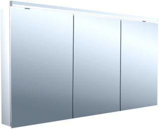 EMCO FLAT 2 CLASSIC OPBOUW SPIEGELKAST MET 3 DEUREN MET LED VERLICHTING 140X70X13.8CM MET WASTAFELVERLICHTING ALUMINIUM 