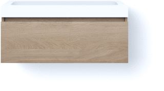 LOOOX SOLID DRAWER BOX 100 CM SOLID SURFACE BOVENBLAD WASBAK 850 MM WOODEN DRAWER BOX MEUBEL MET 1 LADE OLD GREY