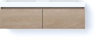 LOOOX SOLID DRAWER BOX 140 CM SOLID SURFACE BOVENBLAD TWEE WASBAKKEN 500 MM WOODEN DRAWER BOX MEUBEL MET 2 LADES OLD GREY