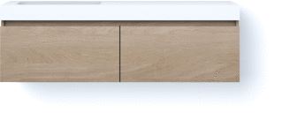 LOOOX SOLID DRAWER BOX 140 CM SOLID SURFACE BOVENBLAD WASBAK 500 MM LINKS WOODEN DRAWER BOX MEUBEL MET 2 LADES OLD GREY