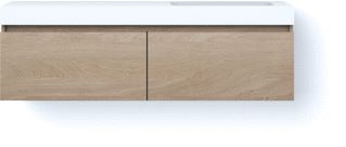 LOOOX SOLID DRAWER BOX 140 CM SOLID SURFACE BOVENBLAD WASBAK 500 MM RECHTS WOODEN DRAWER BOX MEUBEL MET 2 LADES OLD GREY