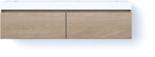 LOOOX SOLID DRAWER BOX 160 CM SOLID SURFACE BOVENBLAD TWEE WASBAKKEN 500 MM WOODEN DRAWER BOX MEUBEL MET 2 LADES OLD GREY