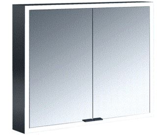 EMCO PRIME FACELIFT SPIEGELKAST OPBOUW MET 2 DEUREN M LED VERLICHTING 80X70X16.7CM MET VERSPIEGELDE ACHTERWAND ZWART