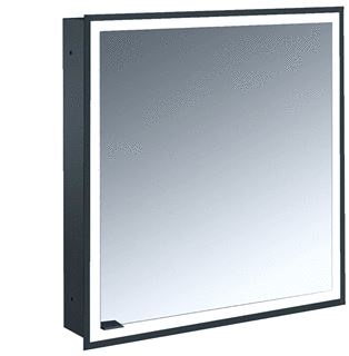 EMCO PRIME FACELIFT SPIEGELKAST INBOUW MET 1 DEUR M LED VERLICHTING 63X73X16.7CM RECHTS MET VERSPIEGELDE ACHTERWAND ZWART