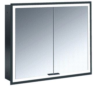 EMCO PRIME FACELIFT SPIEGELKAST INBOUW MET 2 DEUREN M LED VERLICHTING 83X73X16.7CM MET VERSPIEGELDE ACHTERWAND ZWART