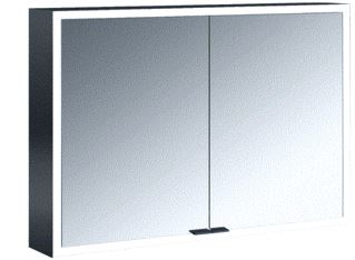 EMCO PRIME FACELIFT SPIEGELKAST OPBOUW MET 2 DEUREN M LED VERLICHTING 100X70X16.7CM MET VERSPIEGELDE ACHTERWAND ZWART