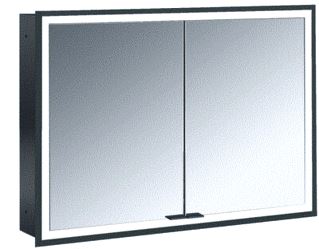 EMCO PRIME FACELIFT SPIEGELKAST INBOUW MET 2 DEUREN M LED VERLICHTING 103X73X16.7CM MET VERSPIEGELDE ACHTERWAND ZWART