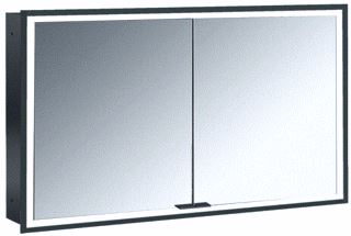 EMCO PRIME FACELIFT SPIEGELKAST INBOUW MET 2 DEUREN M LED VERLICHTING 123X73X16.7CM MET VERSPIEGELDE ACHTERWAND ZWART